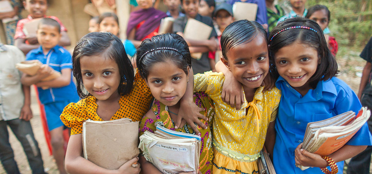 a group of smiling students